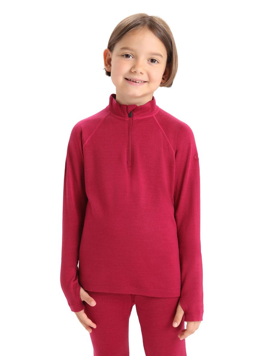 Kids\' Icebreaker Merino 260 Tech Half Zip Thermal Top Long Sleeve Cherry | CA 1008CTVE